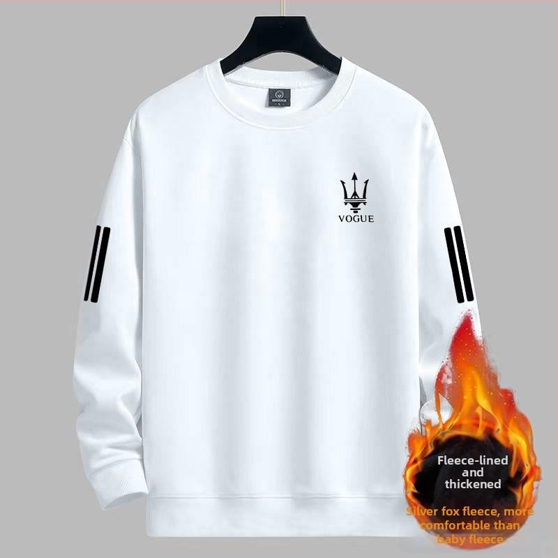 Férfi téli pulóver, laza szabású, kerek nyakú (crewneck), hosszú ujjú, poliészter 96%+