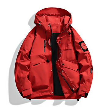 Ανδρικό εργασιακό μπουφάν με φερμουάρ, χαλαρή γραμμή, χωρίς κουκούλα, πολυεστέρας - άνοιξη/φθινόπωρο