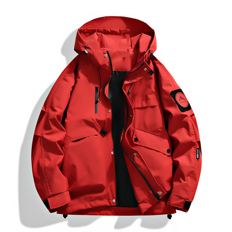 Ανδρικό εργασιακό μπουφάν με φερμουάρ, χαλαρή γραμμή, χωρίς κουκούλα, πολυεστέρας - άνοιξη/φθινόπωρο