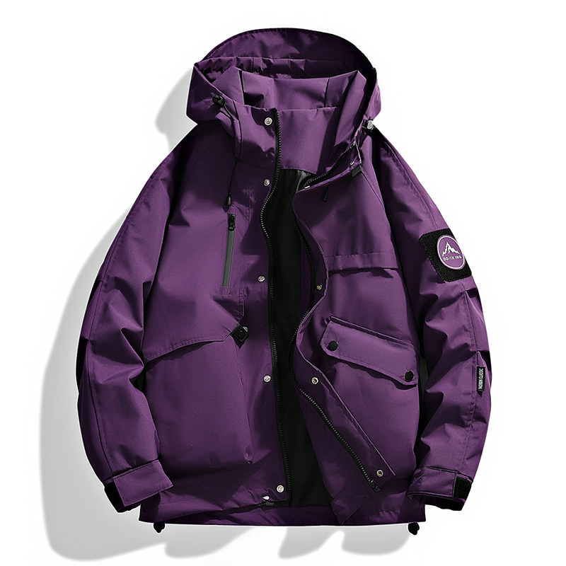 Ανδρικό εργασιακό μπουφάν με φερμουάρ, χαλαρή γραμμή, χωρίς κουκούλα, πολυεστέρας - άνοιξη/φθινόπωρο