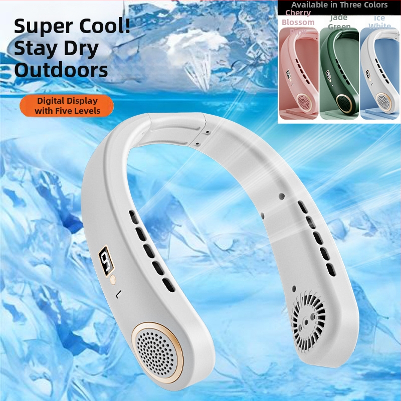 Ανεμιστήρας λαιμού, φορητός, με επαναφορτιζόμενη μπαταρία 1000–1200 mAh, κινητήρας χωρίς ψήκτρες, χωρίς λεπίδες, USB τροφοδοσία, αυτονομία 2–3 ωρών