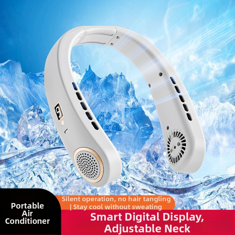 Ανεμιστήρας λαιμού, φορητός, με επαναφορτιζόμενη μπαταρία 1000–1200 mAh, κινητήρας χωρίς ψήκτρες, χωρίς λεπίδες, USB τροφοδοσία, αυτονομία 2–3 ωρών