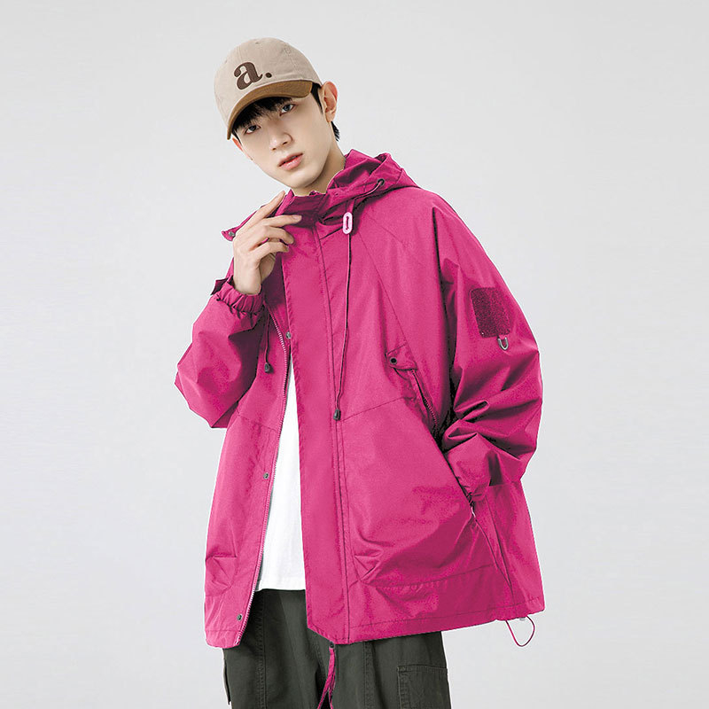 Ζακέτα εξωτερικού χώρου για ζευγάρια, αναπνεύσιμο ύφασμα, κουκούλα, φερμουάρ, φαρδιά γραμμή, άνοιξη–φθινόπωρο