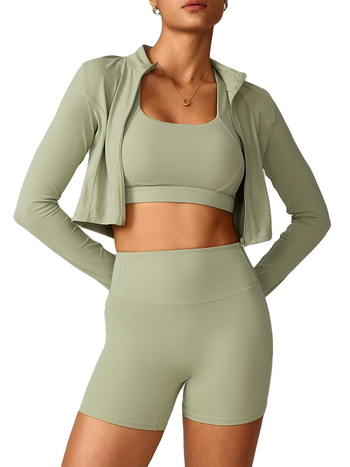 Moteriška lauko bėgimo ir jogos striukė su užtrauktuku, siauras kirpimas, ilgomis rankovėmis, greitai džiūstantis nailono mišinys, stovinčios apykaklės