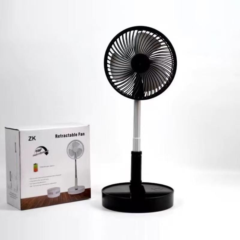 USB punjivi sklopivi prijenosni mini ventilator s 3 lopaticama, baterija 4000–6000 mAh, četkasti motor, buka 36–45 dB, teleskopski sklopivi dizajn