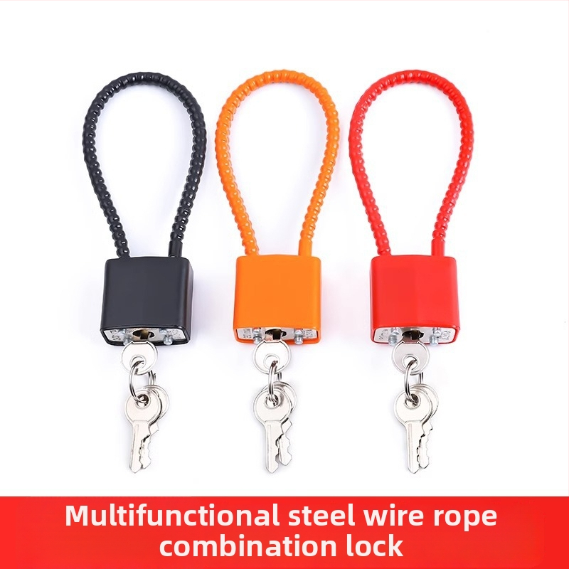 Lacăt cu cifru pentru dulapuri și dosare, cablu din oțel – model JCJCGSMMS, material: cablu din oțel cu înveliș din plastic, marcă: Shouli