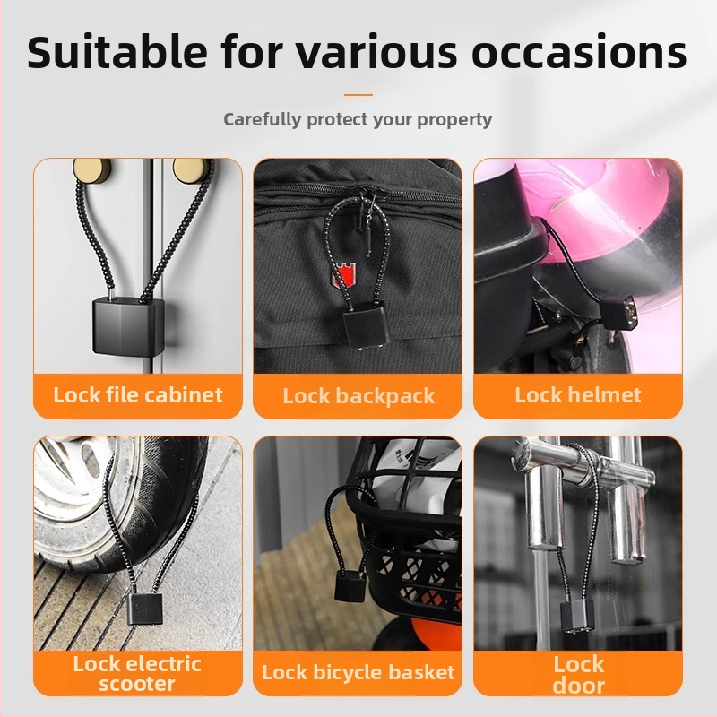 Lacăt cu cifru pentru dulapuri și dosare, cablu din oțel – model JCJCGSMMS, material: cablu din oțel cu înveliș din plastic, marcă: Shouli