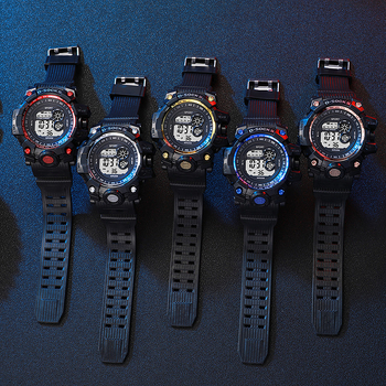 Ceas sport digital pentru bărbați, mișcare electronică, rezistent la stropi, cadran rotund, carcasă din plastic
