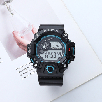 Vīriešu āra kalnu kāpšanas digitālais pulkstenis ar apgaismojumu, hronometrs, datums un signāls; elektroniskais mehānisms; korpuss PVC; siksna ABS