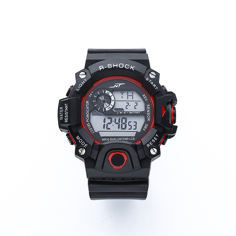 Vīriešu āra kalnu kāpšanas digitālais pulkstenis ar apgaismojumu, hronometrs, datums un signāls; elektroniskais mehānisms; korpuss PVC; siksna ABS