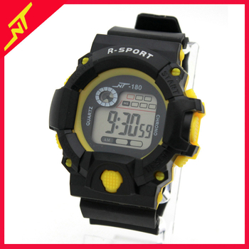 Vīriešu elektroniskais pulkstenis, daudzfunkcionāls, gaišs, ārējiem sporta veidiem, ciparu displejs; kustība: elektroniska; korpuss: plastmasas; siksna: PVC; ūdensizturība: nav ūdensizturīgs