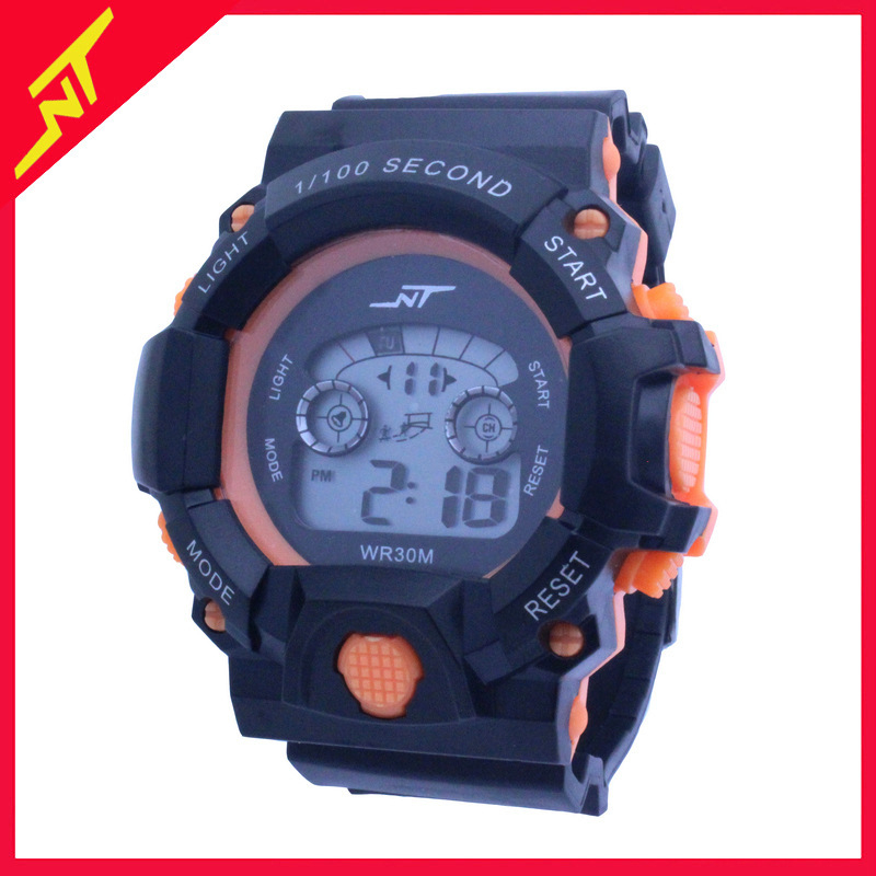 Vīriešu elektroniskais pulkstenis, daudzfunkcionāls, gaišs, ārējiem sporta veidiem, ciparu displejs; kustība: elektroniska; korpuss: plastmasas; siksna: PVC; ūdensizturība: nav ūdensizturīgs