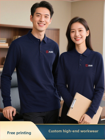 Pikkade varrukatega polo särk töörõivaste jaoks logoga – sügisel meeskonna vorm