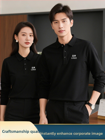 Pikkade varrukatega polo särk töörõivaste jaoks logoga – sügisel meeskonna vorm