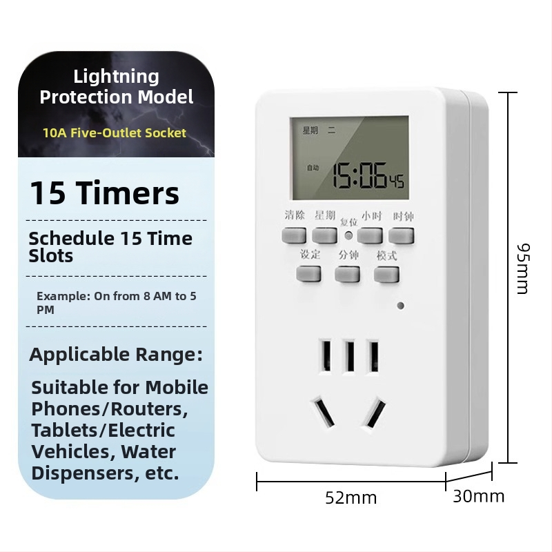 Умен таймер за контактна розетка с автоматично изключване за водонагревател и циркулация в аквариум