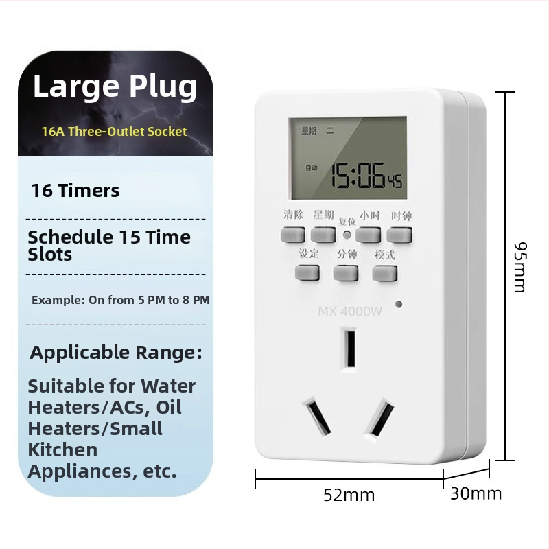 Умен таймер за контактна розетка с автоматично изключване за водонагревател и циркулация в аквариум