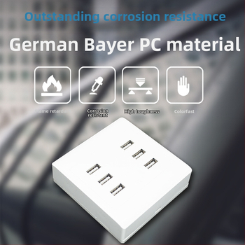 86 tipo plokštės USB įkrovimo lizdas, 2/4 kontaktai, 100-250V, 1.5A, USB išėjimas 5V, CCC sertifikuotas, PC korpusas