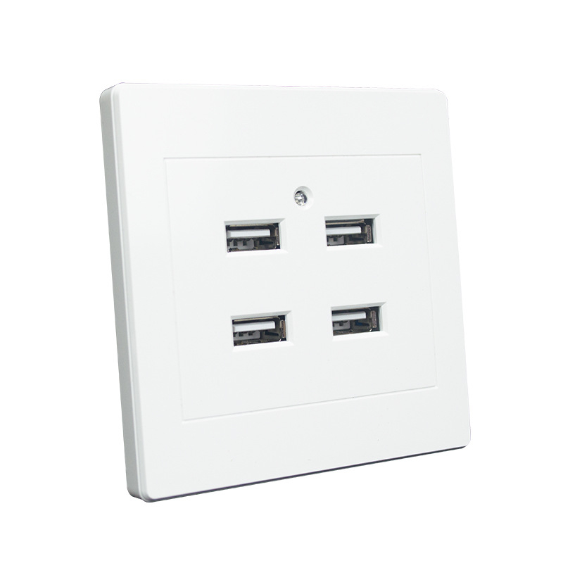 Тип 86 панел USB зарядно гнездо, 2/4-пиново, 100-250V, 1.5A, USB 5V изход, CCC сертифициран, PC корпус