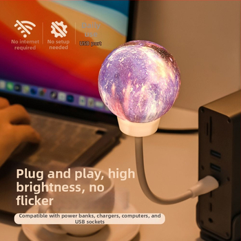 Naktinė lemputė su USB maitinimu, 110V, stiklinis gaubtas, geometrinis 3D dizainas