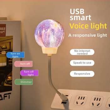 Naktinė lemputė su USB maitinimu, 110V, stiklinis gaubtas, geometrinis 3D dizainas