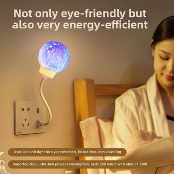 Naktinė lemputė su USB maitinimu, 110V, stiklinis gaubtas, geometrinis 3D dizainas