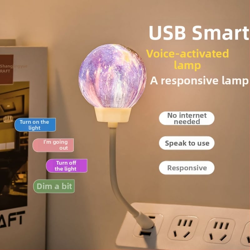 Naktinė lemputė su USB maitinimu, 110V, stiklinis gaubtas, geometrinis 3D dizainas