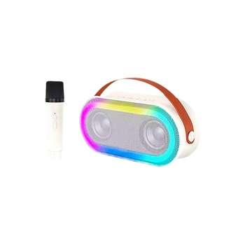 Bluetooth karaokes skaļrunis ar bezvadu mikrofoniem, 2 mikrofoni iekļauti, USB/TF atskaņošana, Bluetooth 5.3, 2000–4000 mAh akumulatora darbība, 6 stundu atskaņošana