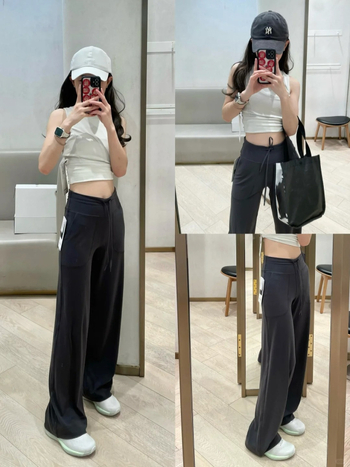 Pantaloni largi cu talie înaltă, țesătură nylon-spandex, țesătură subțire, croială dreaptă, stil casual, primăvara 2025