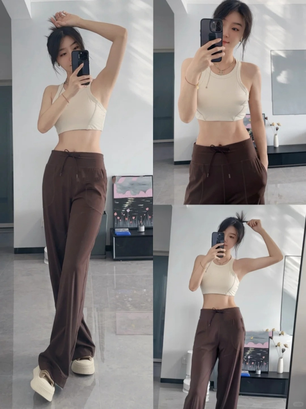 Pantaloni largi cu talie înaltă, țesătură nylon-spandex, țesătură subțire, croială dreaptă, stil casual, primăvara 2025