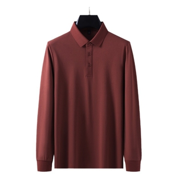 Поло риза с дълги ръкави, тясна кройка, антибактериална памучно-смесена материя, без бръчки