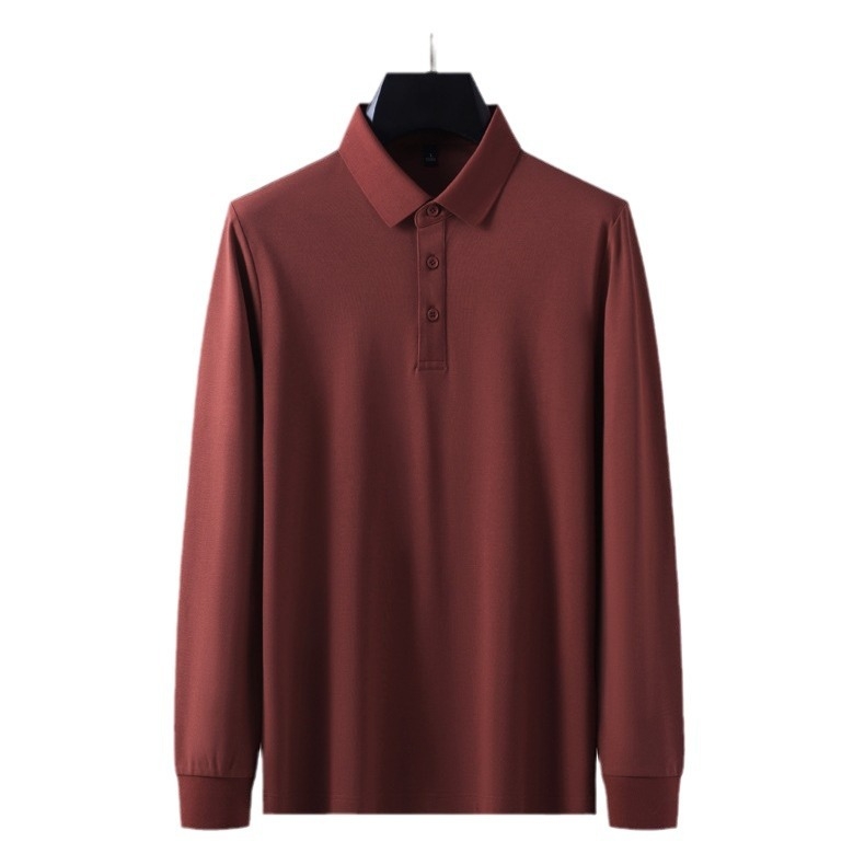 Поло риза с дълги ръкави, тясна кройка, антибактериална памучно-смесена материя, без бръчки