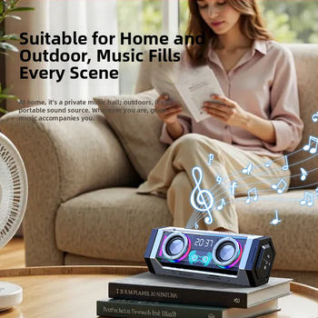 Bezvadu galda Bluetooth skaļrunis ar dziļu basu (2 skaļruņi, Bluetooth 5.3, 10W, 100Hz-20kHz, diapazons līdz 15 m)