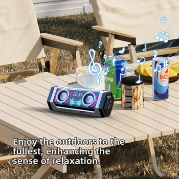Bezvadu galda Bluetooth skaļrunis ar dziļu basu (2 skaļruņi, Bluetooth 5.3, 10W, 100Hz-20kHz, diapazons līdz 15 m)