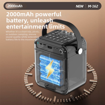 Karaoke mikrofons un skaļrunis vienā ierīgā ar Bluetooth, USB un kartes slotu — 100 Hz–20 kHz, SNR ≥70 dB, plastmasas korpuss, IPX7