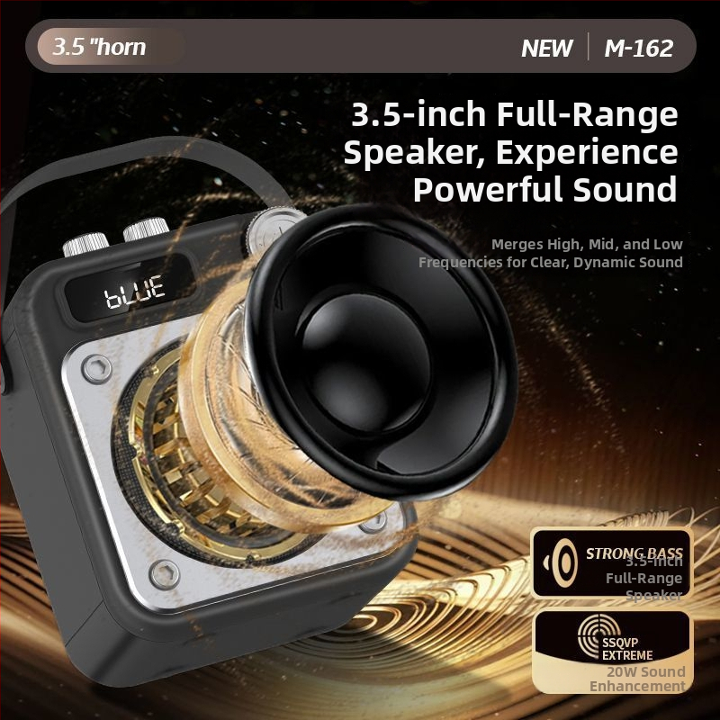 Karaoke mikrofons un skaļrunis vienā ierīgā ar Bluetooth, USB un kartes slotu — 100 Hz–20 kHz, SNR ≥70 dB, plastmasas korpuss, IPX7