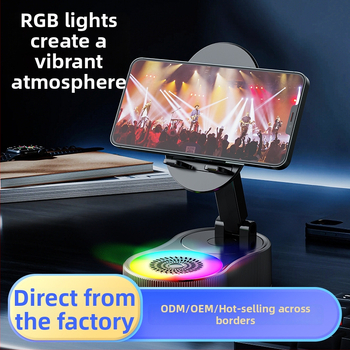 Tālruņa turētājs ar iebūvētu akumulatoru un bezvadu Bluetooth skaļruņu sistēmu — Bluetooth 5.3, akumulatora jauda 1200–2000 mAh, jauda 5W, frekvenču diapazons 100 Hz–20 kHz, darbības attālums 10 m