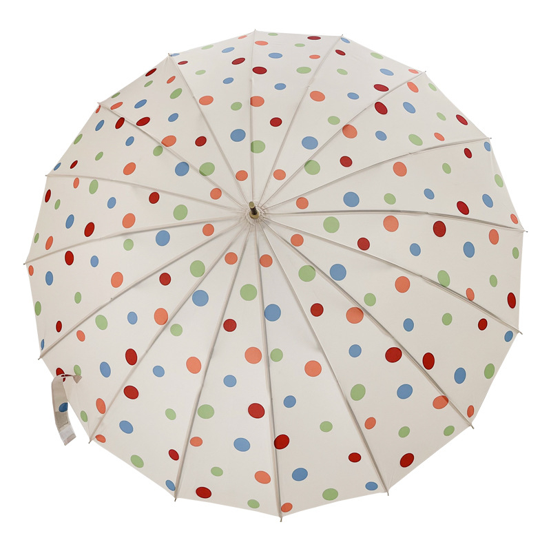 Dvivietis skėtis su ilgu mediniu rankena, 16 rėmų, geležinis rėmas, pusiau automatinis atidarymas, 190T audinys