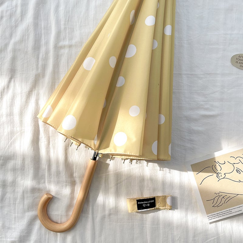 Dvivietis skėtis su ilgu mediniu rankena, 16 rėmų, geležinis rėmas, pusiau automatinis atidarymas, 190T audinys