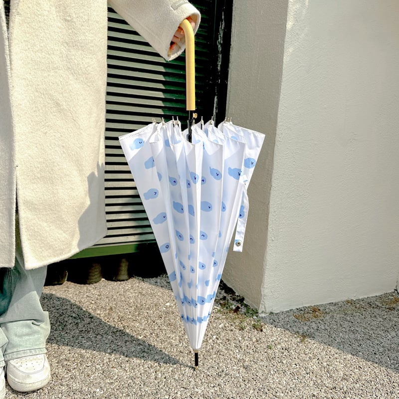 Dvivietis skėtis su ilgu mediniu rankena, 16 rėmų, geležinis rėmas, pusiau automatinis atidarymas, 190T audinys