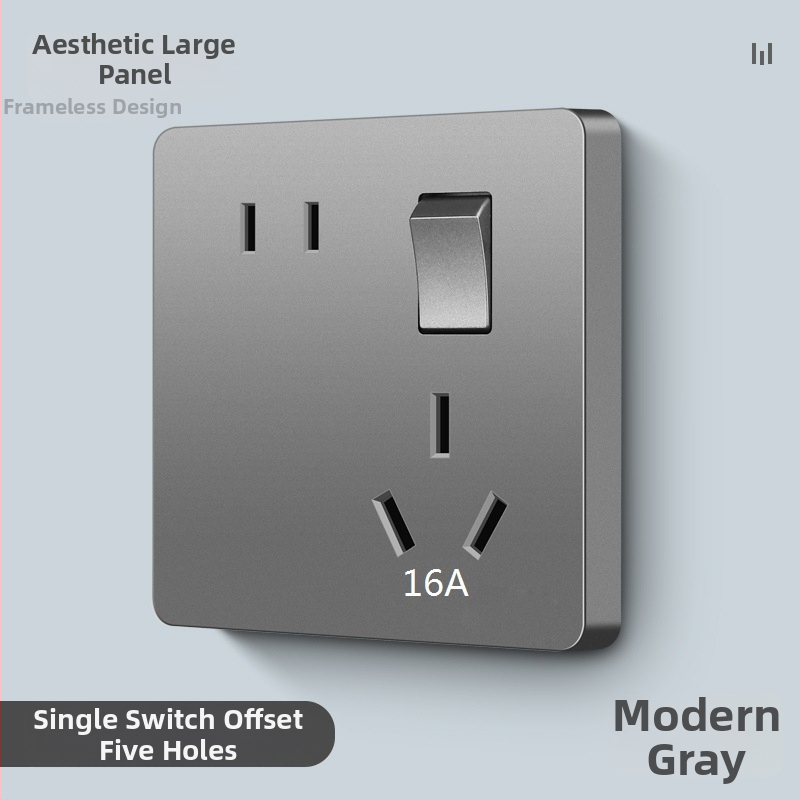 Sienas uzstādāms slēdža un kontaktu paneļa ar vienu vadību, pieci caurumi, 10A, 220-250V AC, fosforbronza kontakti, CCC sertifikāts