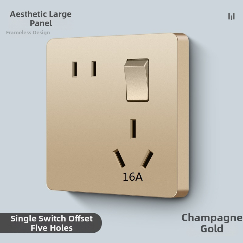 Sienas uzstādāms slēdža un kontaktu paneļa ar vienu vadību, pieci caurumi, 10A, 220-250V AC, fosforbronza kontakti, CCC sertifikāts