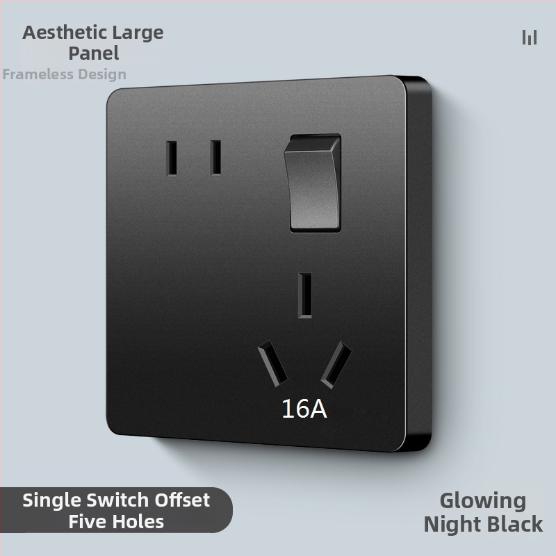 Sienas uzstādāms slēdža un kontaktu paneļa ar vienu vadību, pieci caurumi, 10A, 220-250V AC, fosforbronza kontakti, CCC sertifikāts