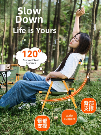 Sklopiteľná kempingová stolička a stolička, štýl Kermit; Materiály: Oxford látka a karbónová oceľ; Sklopiteľná: Áno; Prispôsobenie: Áno