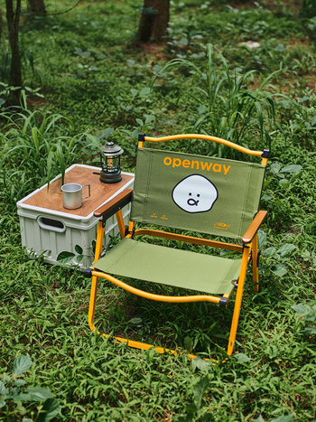 Sklopiteľná kempingová stolička a stolička, štýl Kermit; Materiály: Oxford látka a karbónová oceľ; Sklopiteľná: Áno; Prispôsobenie: Áno