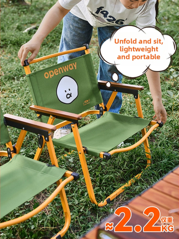 Sklopiteľná kempingová stolička a stolička, štýl Kermit; Materiály: Oxford látka a karbónová oceľ; Sklopiteľná: Áno; Prispôsobenie: Áno