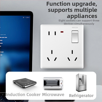 Sienas slēdža kontaktu paneļš, 1 grupas ar 8 atverēm, 86. tips, sienas uzstādīšana, Jaunais nacionālais standards, 10A, AC250V