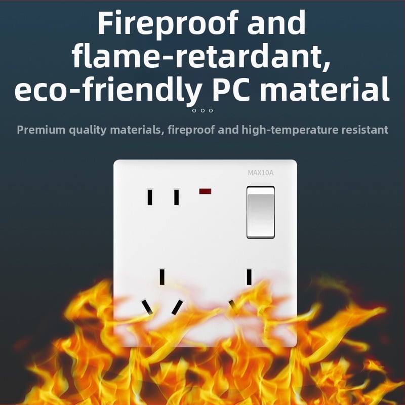 Sieninis jungiklio lizdo skydas, 1-gang su 8 ertmėmis, 86 tipo, sieninis montavimas, Naujojo nacionalinio standarto, 10A, AC250V