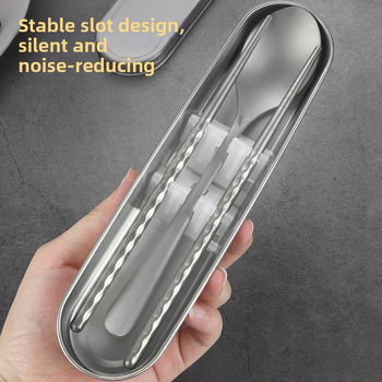 Švarus titano stalo įrankių rinkinys su šaukštu ir lazdelėmis — ultra lengvas, Hemp Wheel poliravimas, minimalistinis stilius