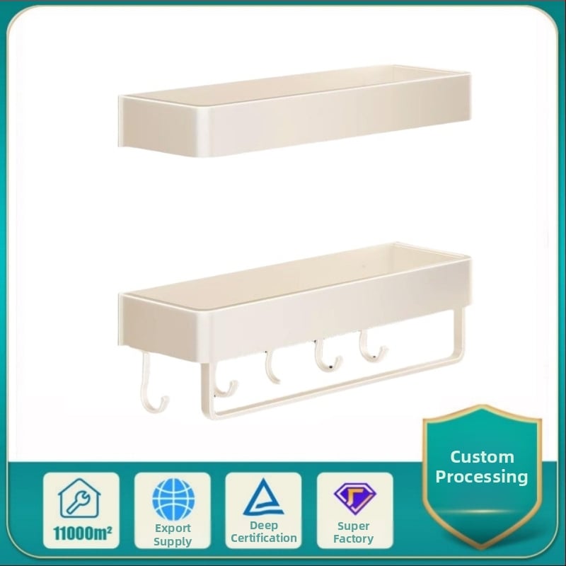 Police na kúpeľňu na uskladnenie – hliníková zliatina, sprejový náter, štvorcový tvar, nosnosť 30 kg, jednovrstvová alebo dvojvrstvová konštrukcia