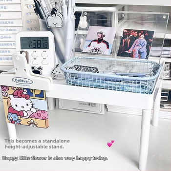 Desktop dvostruki stalak za pohranu, jednostavan japanski stil dizajna, polipropilenski materijal, višenamjenski organizator, montaža na radnoj površini, bez bušenja